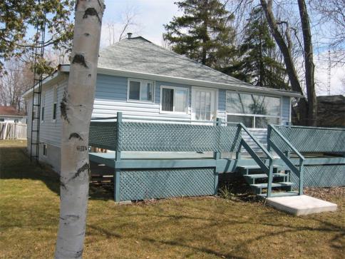 Lakeside view of cottage